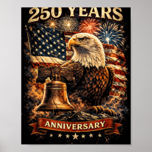 1776 2026 250. Jahrestag Patriotische USA-Flagge D Poster