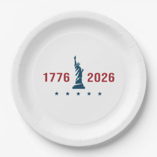 1776 2026 Amerika 250. Jubiläum Patriotisch Pappteller