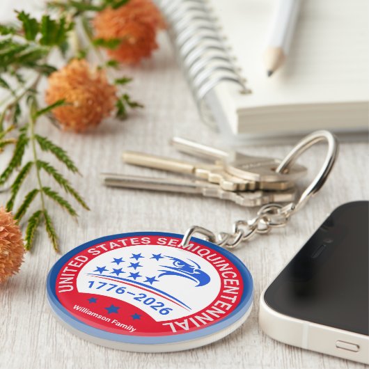 1776–2026 Eagle Emblem • Personalized Keepsake Schlüsselanhänger (Vorderseite rechts)