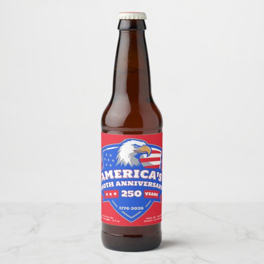 1776–2026 Eagle Shield • Custom Homebrew Label USA Bierflaschenetikett (Vorderseite)