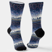 1776–2026 Feuerwerk-Skyline-Monogramm-Feier Socken (Gewinkelt)