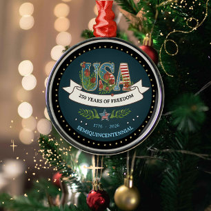 1776-2026 Halbquincentennial Mitternachtsblau Ornament Aus Metall