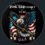 1776 2026 Happy Anniversary America Button<br><div class="desc">Celebrate the spirit of freedom and unity with our 1776 2026 Happy Anniversary America Button. This eye-catching accessory features a vibrant design that commemorates two centuries of American history, making it perfect for parades, gatherings, or everyday wear. Crafted with high-quality materials, this button is durable and lightweight, ensuring it can...</div>