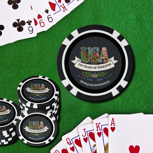 1776-2026 Midnight Blue & Black Luxury Patriotic  Pokerchips