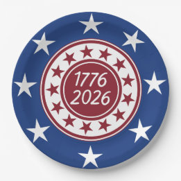1776-2026 Patriotische Party-Themen  Pappteller