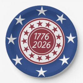 1776-2026 Patriotische Party-Themen  Pappteller