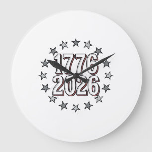 1776 2026 Patriotische Sterne Vintage Vektor Desig Große Wanduhr