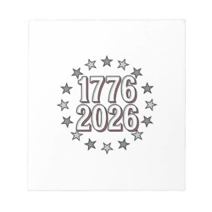 1776 2026 Patriotische Sterne Vintage Vektor Desig Notizblock