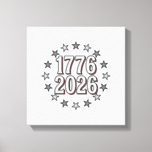 1776 2026 Patriotische Sterne Vintage-Vektordesign Leinwanddruck