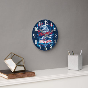 1776-2026 USA 250. Jubiläum Vintage Patriotisch Runde Wanduhr