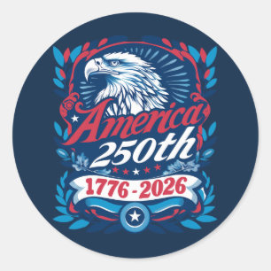 1776-2026 USA 250. Jubiläum Vintage Patriotisch Runder Aufkleber