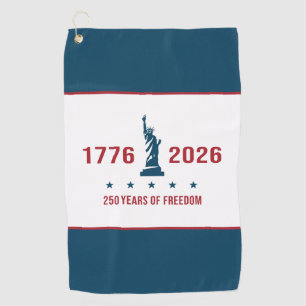 1776 2026 USA 250 Lady Liberty Rot Weiß & Blau Golfhandtuch