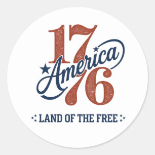 1776 America Emblem • Land of the Free Runder Aufkleber