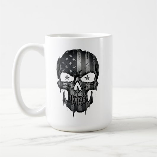 1776 American Flag Patriot Skull USA 250th Kaffeetasse (Links)