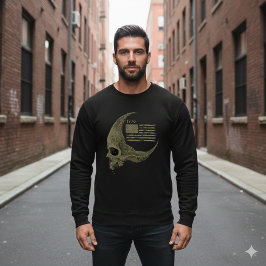 1776 American Flag Skull Crescent Moon T-Shirt Sweatshirt