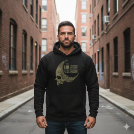 1776 American Flag Skull Halbmond Kapuzenpullover Hoodie