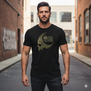 1776 American Flag Skull Halbmond T-Shirt