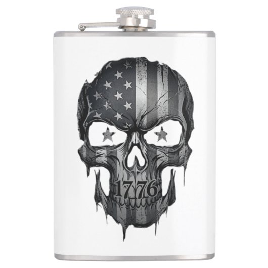 1776 American Flag Skull Patriotic USA 250th Flask Flachmann (Vorderseite)