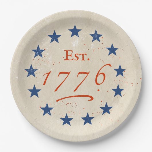 1776 American LG Sterne Pappteller (Vorderseite)
