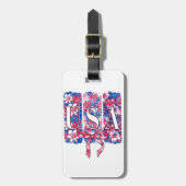 1776 Amerika 4. Juli USA Blume Gepäckanhänger (Vorderseite vertikal)