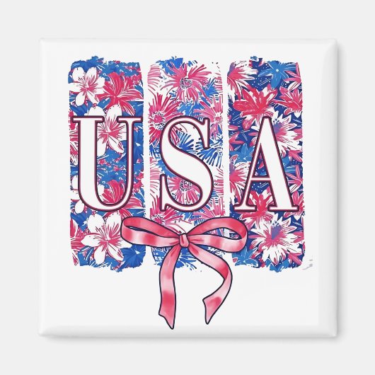 1776 Amerika 4. Juli USA Blume Magnet (Vorne)