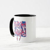 1776 Amerika 4. Juli USA Blume Tasse (Vorderseite Links)