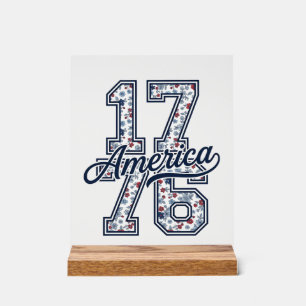 1776 Amerika Floral Patriotisches Vintage-Vektor-D Acrylschild