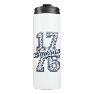 1776 Amerika Floral Patriotisches Vintage-Vektor-D Thermosbecher