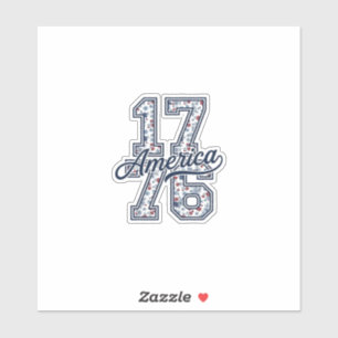 1776 Amerika Floral Patriotisches Vintage-Vektorde Aufkleber