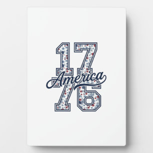 1776 Amerika Floral Patriotisches Vintage-Vektorde Fotoplatte