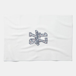 1776 Amerika Floral Patriotisches Vintage-Vektorde Geschirrtuch