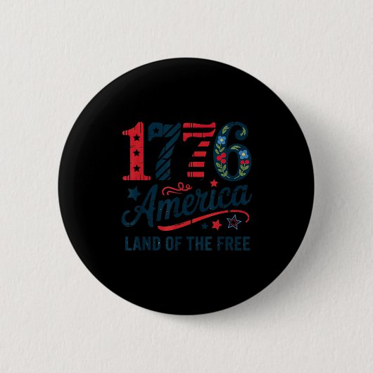 1776 Amerika florale patriotische Button (Vorderseite)