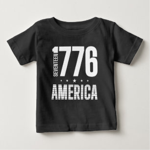 1776 Amerika historisch Freiheit weißer Schriftsat Baby T-shirt