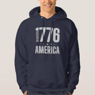 1776 Amerika historisch Freiheit weißer Schriftsat Hoodie