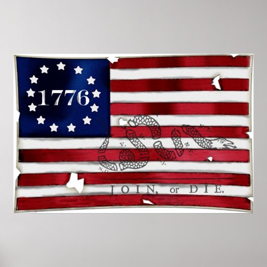 1776 Amerikanische Flagge Poster (Vorne)