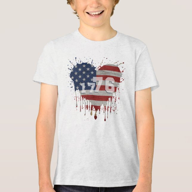 1776 Amerikanische Flagge Tri-Blend Shirt (Vorderseite)