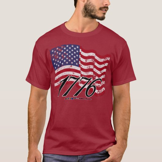 1776 beunruhigte amerikanische Flagge T-Shirt (Vorderseite)