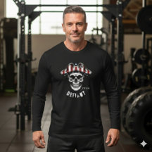 1776 Defiant Skull Patriot Langarm T-Shirt