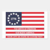 1776 Flag Fakultativer Text American Betsy Ross Rechteckiger Aufkleber (Vorderseite)