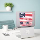 1776 Flag Fakultativer Text USA Betsy Ross Contour Aufkleber (Laptop auf Schreibtisch)