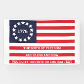 1776 Flag Optionaler Text Patriotic Betsy Ross Banner (Horizontal)