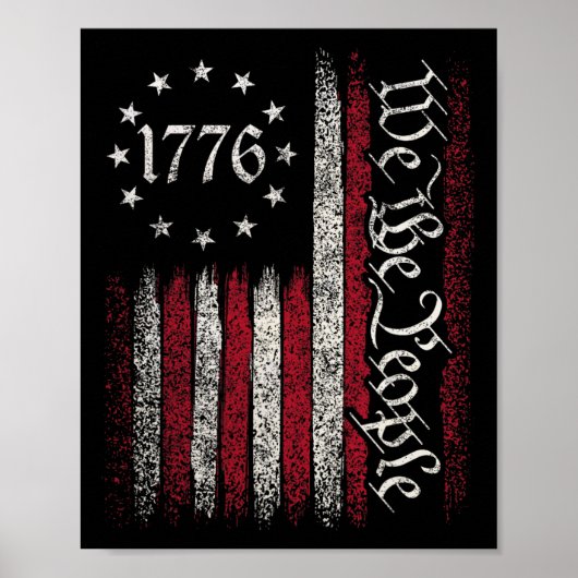 1776 Flag Verfassung Unabhängigkeitstag Amerikanis Poster (Vorne)