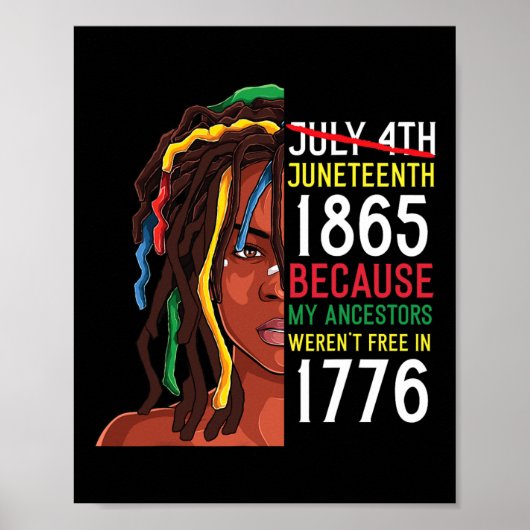 1776. Juli 4. Schwarz Poster (Vorne)