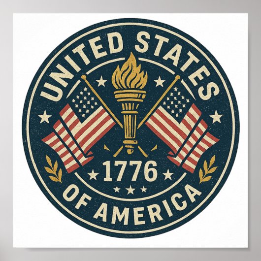 1776 Liberty Torch — Vintages Americana-Siegel Poster (Vorne)