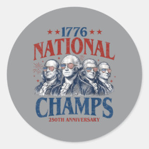 1776 National Champs Patriotisches Amerika Gründun Runder Aufkleber
