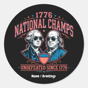 1776 National Champs Vintage Grafik Unbesiegt Runder Aufkleber