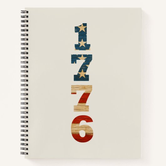 1776 Patriotic American Flag Notebook - Lined Notizblock (Vorderseite)