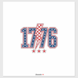 1776 Patriotischer Blitz Vintage Grafik T-Shirt_ Aufkleber