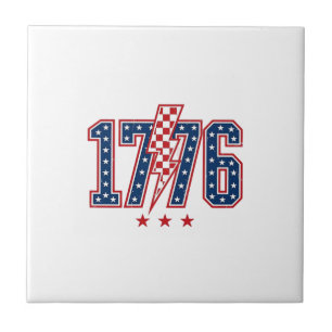 1776 Patriotischer Blitz Vintage Grafik T-Shirt_ Fliese