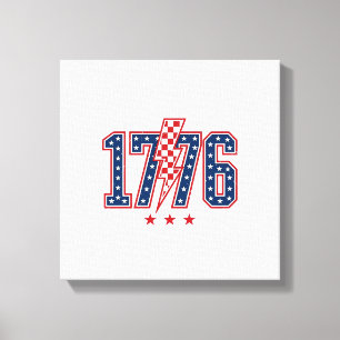 1776 Patriotischer Blitz Vintage Grafik T-Shirt_ Leinwanddruck